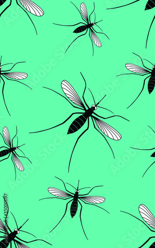 Seamless mosquito, vector illustration, seamless wallpaper with insect, biology background.