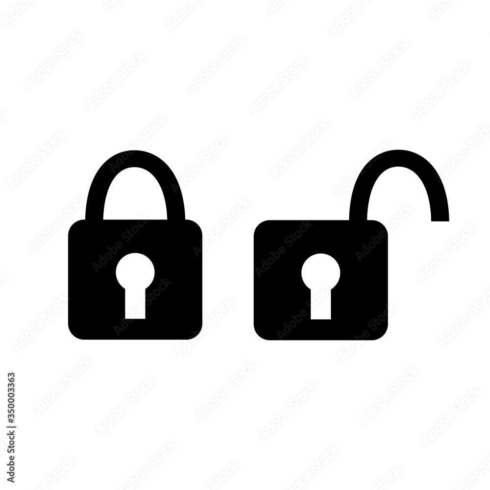 Closed and opened doorlock, padlock signs. Vector illustration. Closed and opened doorlock, padlock signs. Vector illustration.