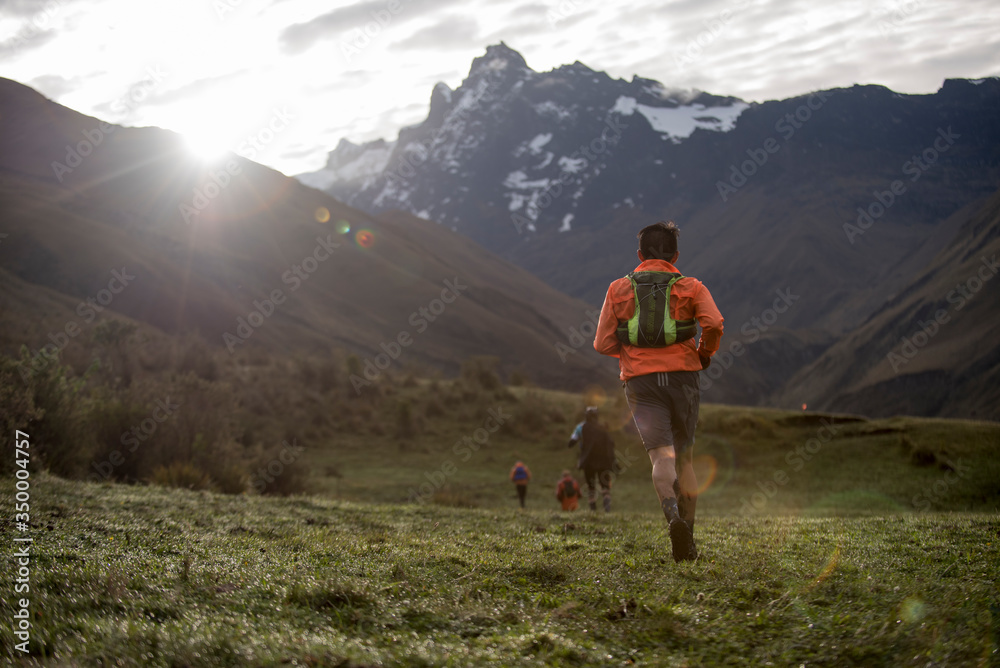 Naklejka premium Trail runnning in the mountains