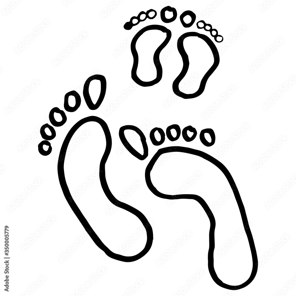 Footprints sticker set on white isolated backdrop. Feet for invitation ...
