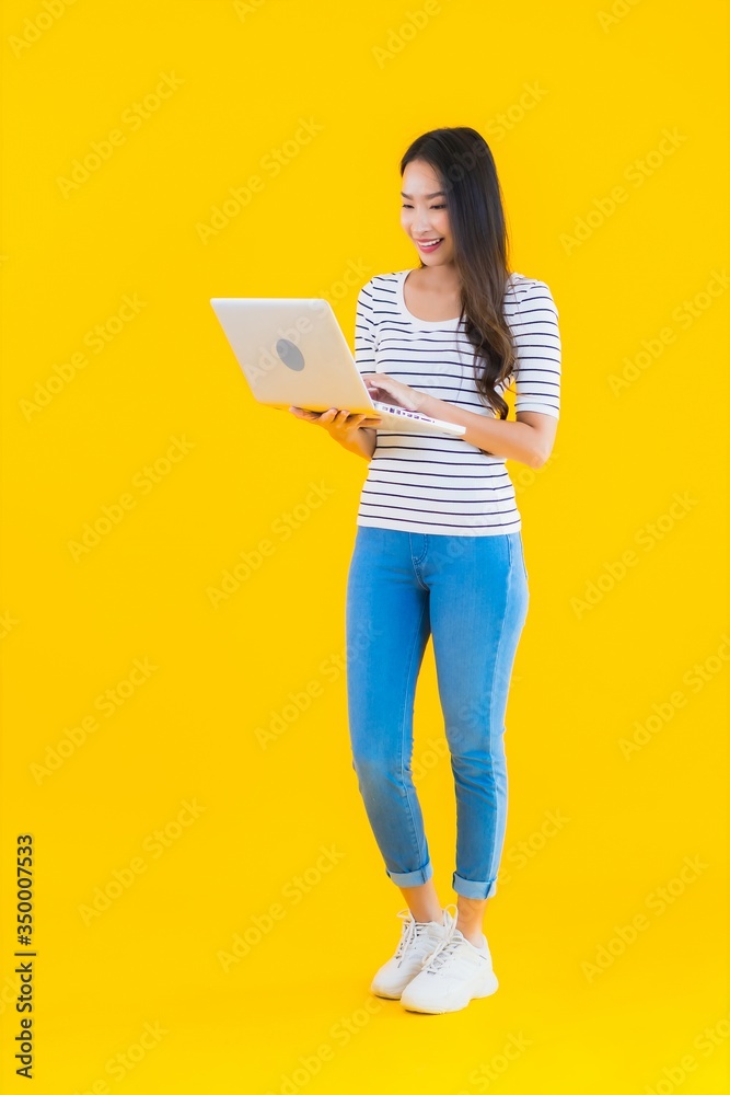 Portrait beautiful young asian woman use laptop or notebook Portrait beautiful young asian woman use laptop or notebook