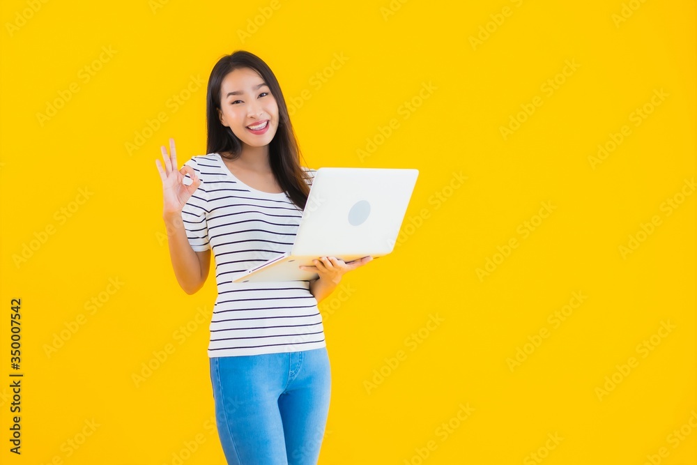 Portrait beautiful young asian woman use laptop or notebook Portrait beautiful young asian woman use laptop or notebook