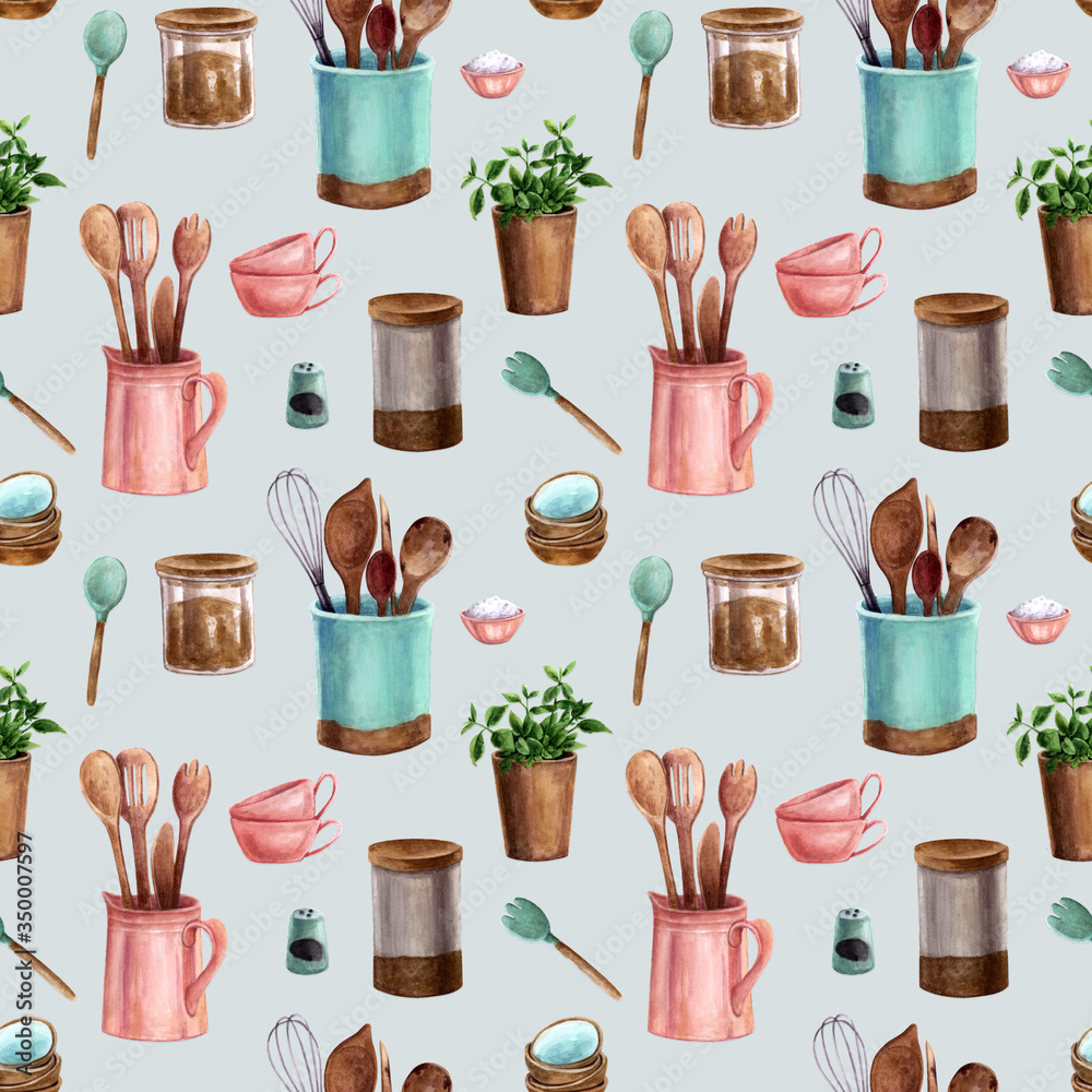 custom made wallpaper toronto digitalSeamless pattern with kitchen utensils