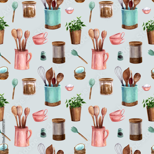 Wallpaper Mural Seamless pattern with kitchen utensils Torontodigital.ca