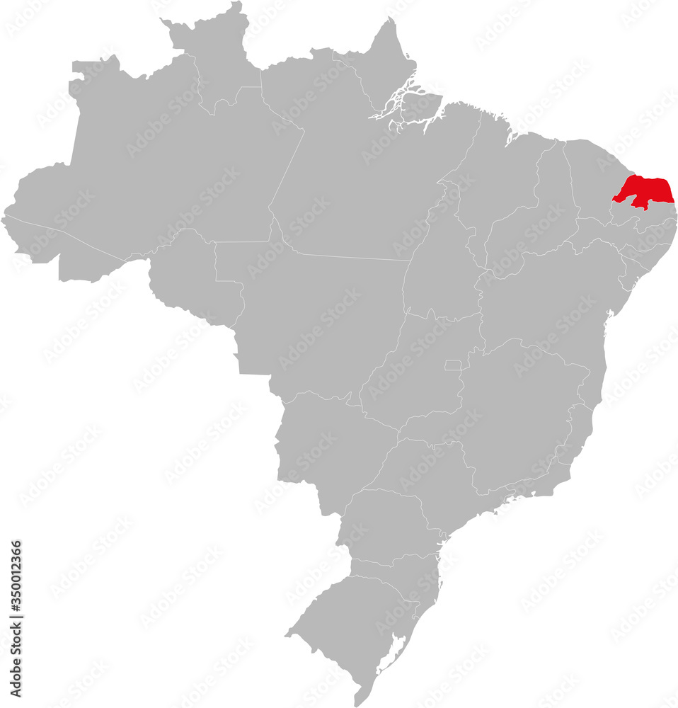 Rio Grande do Norte state highlighted on Brazil map. Business concepts and backgrounds.