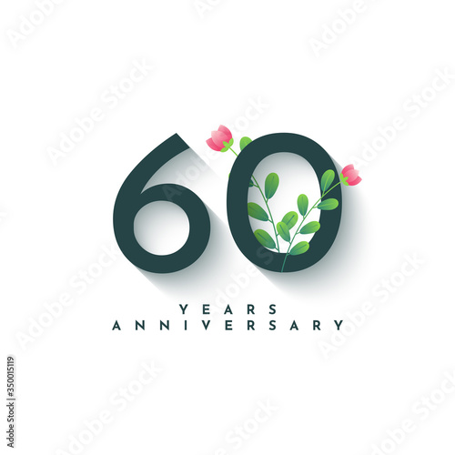 60 Years Anniversary with nature element Illustreation Template design