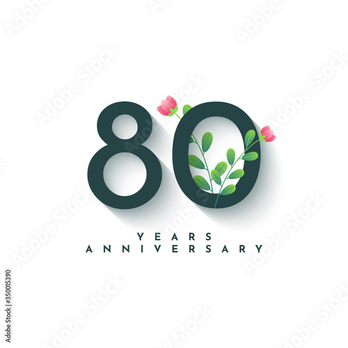 80 Years Anniversary with nature element Illustreation Template design