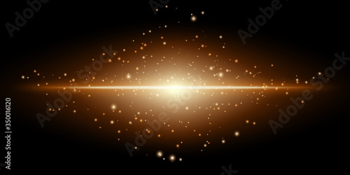 Gold glowing light on a black background
