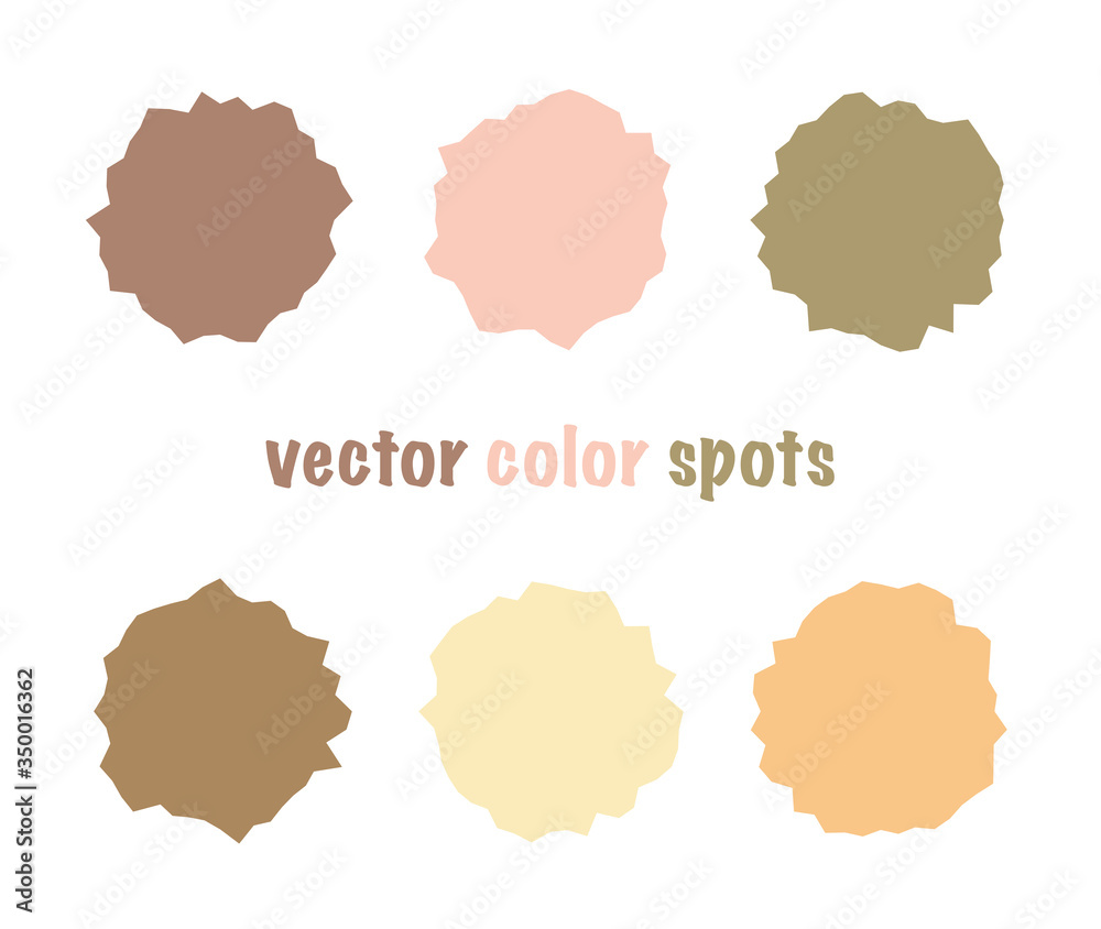 Set of vector color editable spots. Nude pastel circles. Gentle beige abstract shapes for your design