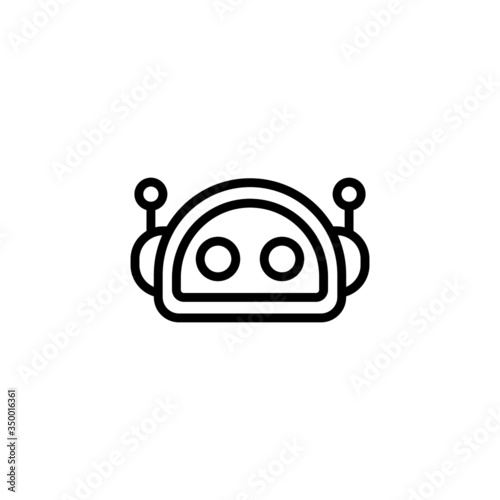 Robot assistant, Thin black robot assistant icon in outline, lineart style on white background