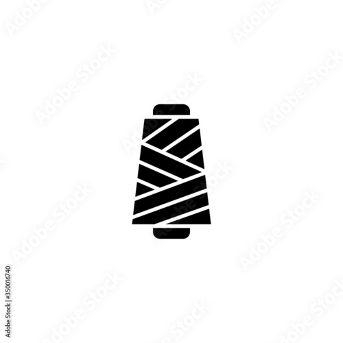 Yarn spool vector icon, yarn spool icon symbol sign  in black flat shape design on white background