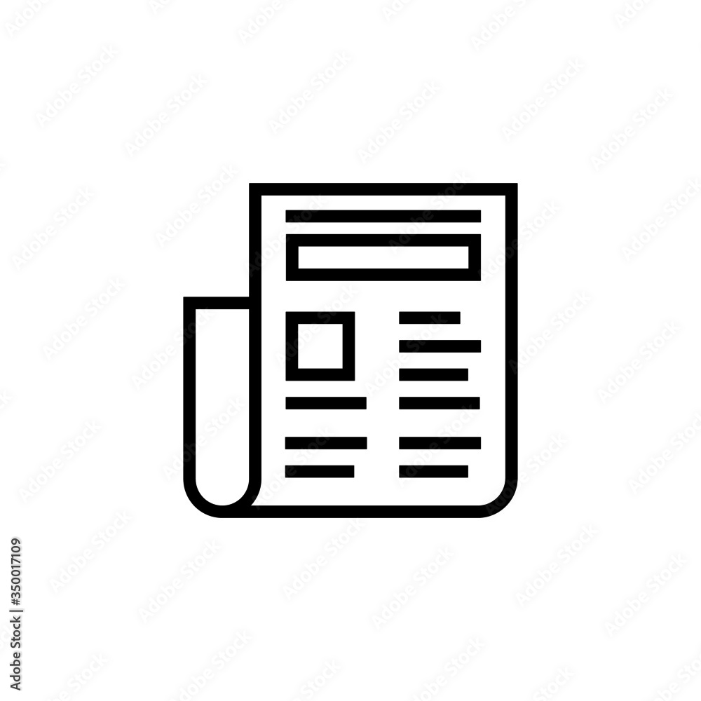 Business newspaper icon vector, information icon in outline, lineart style on white background Business newspaper icon vector, information icon in outline, lineart style on white background