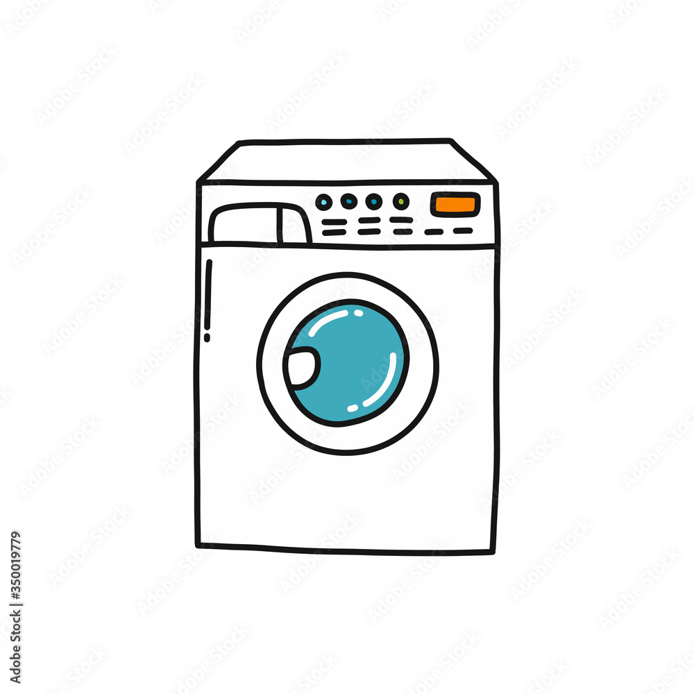washing machine doodle icon, vector illustration