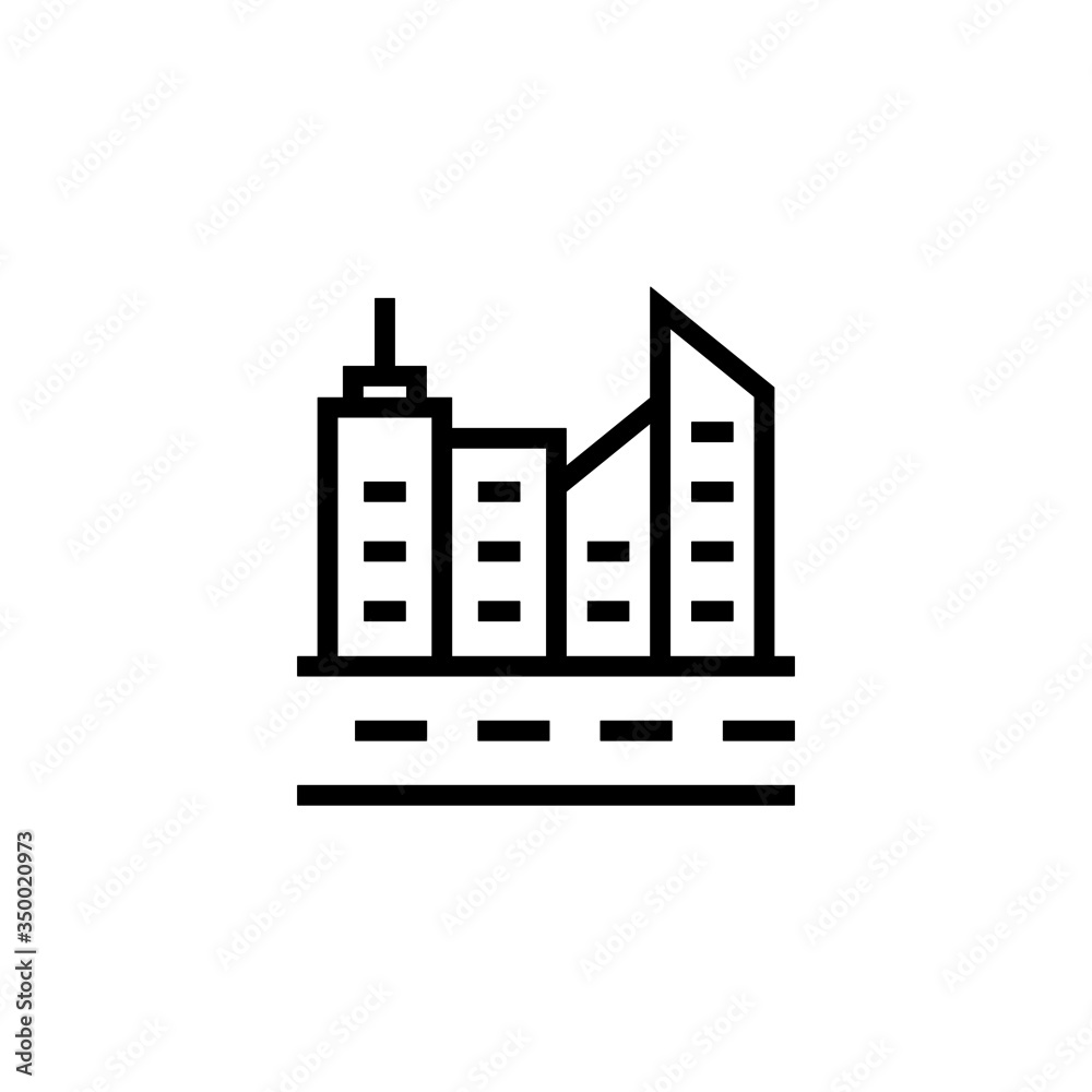 City street icon symbol in linear, outline style isolated on white background