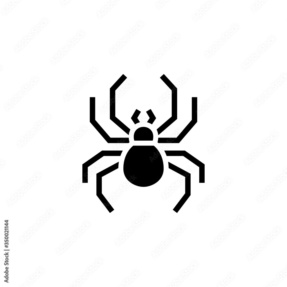 Spider icon symbol in black flat shape design isolated on white background