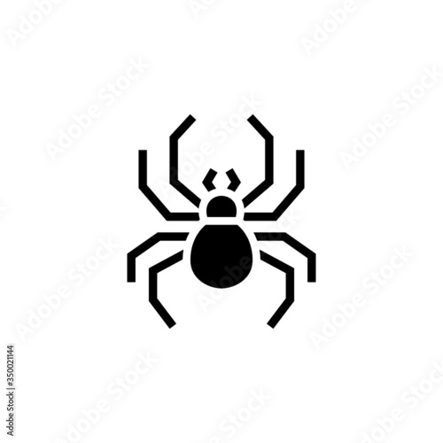 Spider icon symbol in black flat shape design isolated on white background