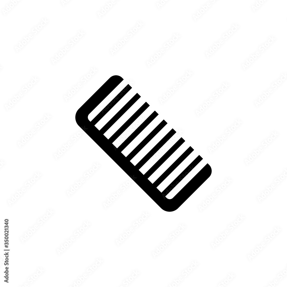 Comb icon symbol in black flat shape design isolated on white background