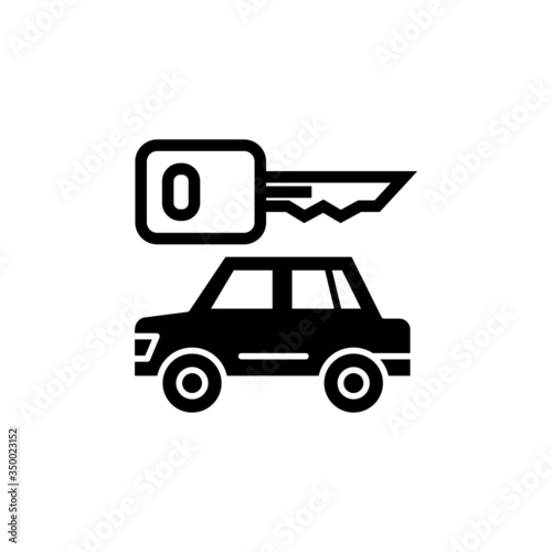 Car rent icon in black flat shape design isolated on white background