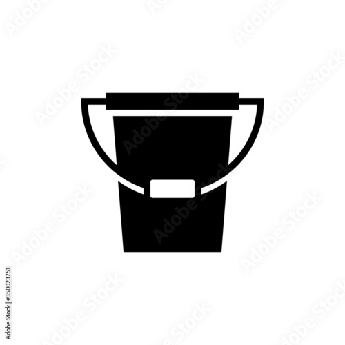 Cleaning bucket icon in black flat shape design isolated on white background