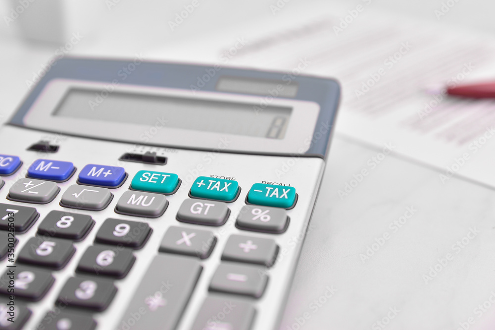 Calculator with contract and pen, finance concept. Calculator with contract and pen, finance concept.