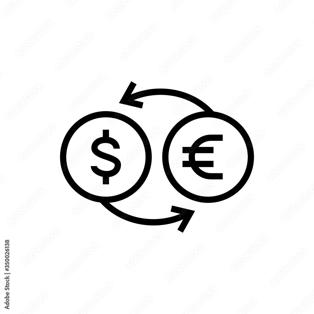 Fototapeta premium Exchange icon in linear, lineout icon style isolated on white background