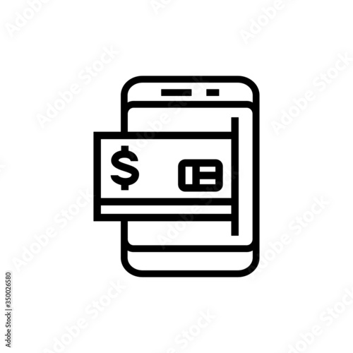 Mobile payment icon in linear, lineout icon style isolated on white background
