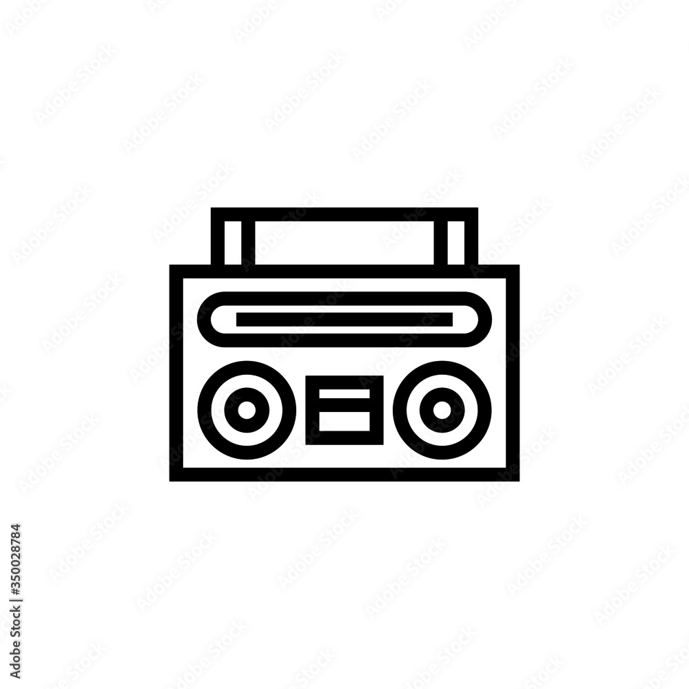 Boom box icon in linear, outline style isolated on white background Boom box icon in linear, outline style isolated on white background