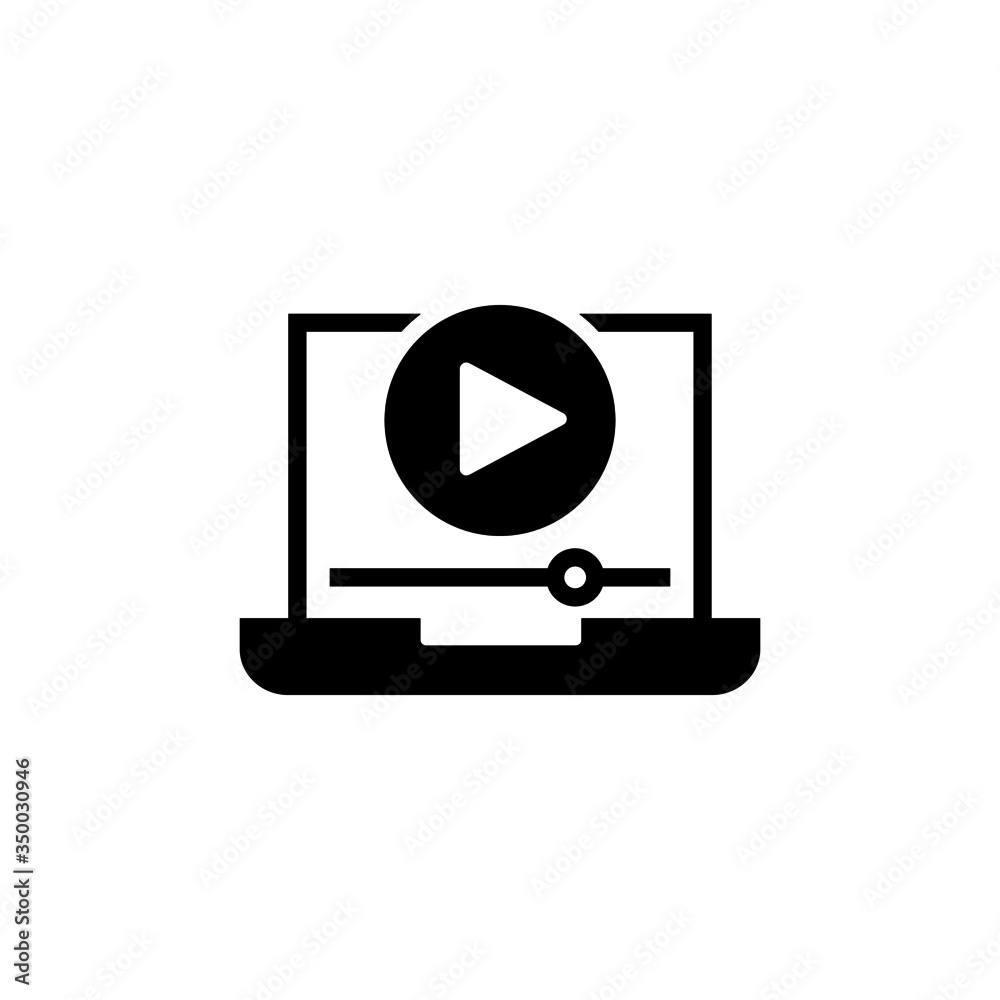 Video tutorial vector icon in black flat shape design isolated on white background Video tutorial vector icon in black flat shape design isolated on white background