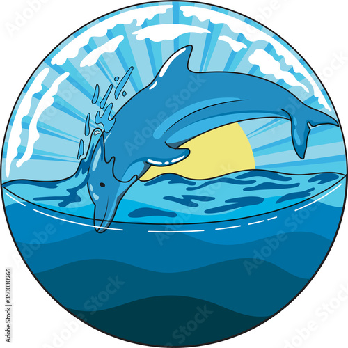 Delfín vector cielo Azul