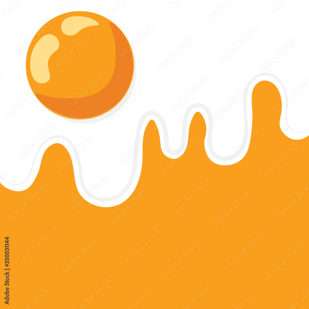Fried egg on yellow background, vector illustration.