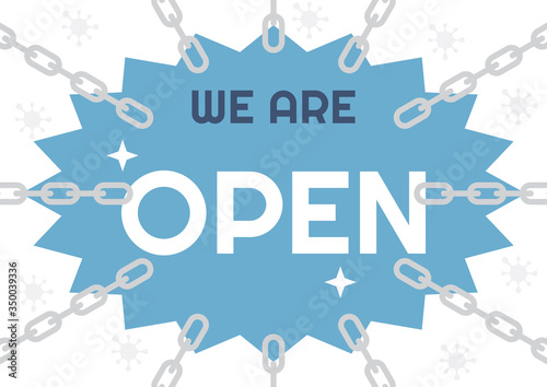 Signs open with we are open massage vector illustration design.