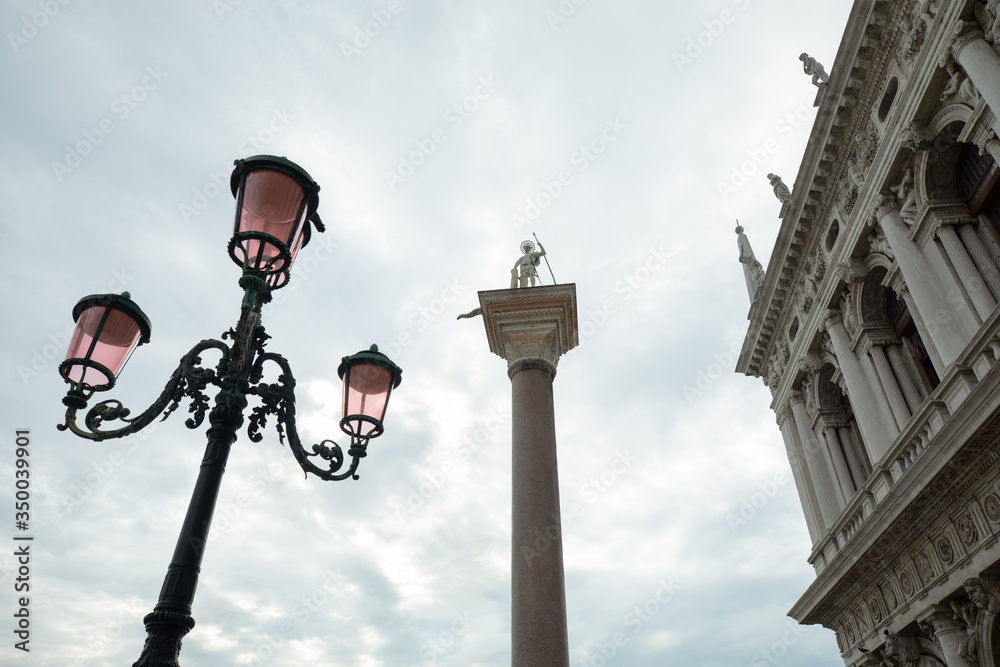 St. Mark's Square Statues and light posts Venice Italy