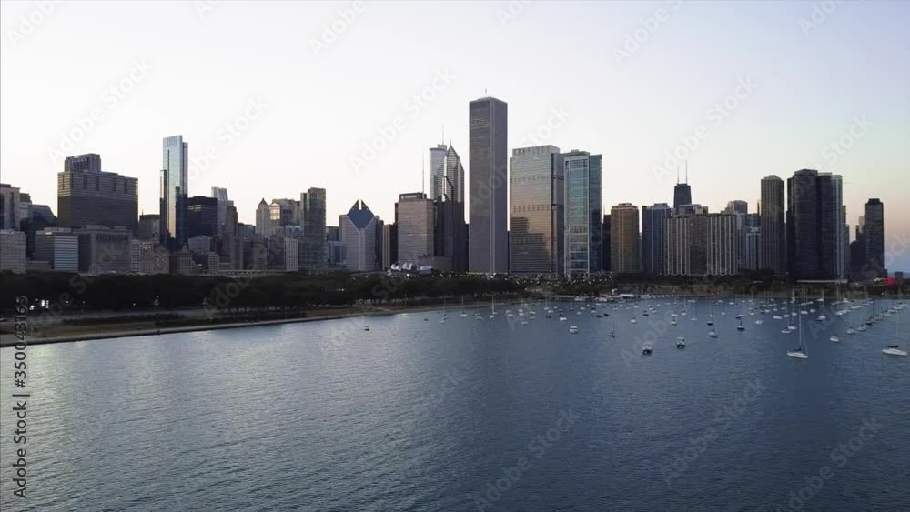 DuSable Harbor and Lakefront Trail Drone Video Downtown Chicago Illinois USA DuSable Harbor and Lakefront Trail Drone Video Downtown Chicago Illinois USA