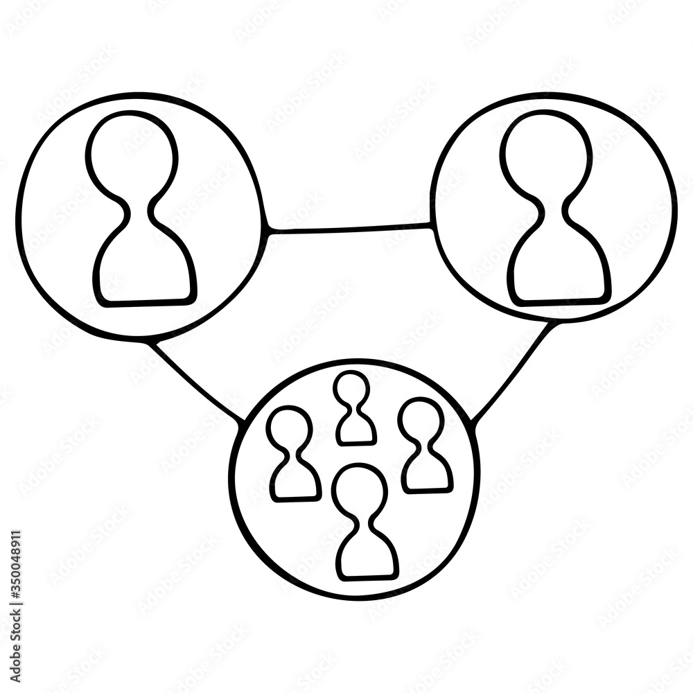 Human resources. A group of people. Online conference. Vector icons. Contour on an isolated white background. Doodle style. Sketch. Management and cooperation. Business meeting. Teamwork. Human resources. A group of people. Online conference. Vector icons. Contour on an isolated white background. Doodle style. Sketch. Management and cooperation. Business meeting. Teamwork.