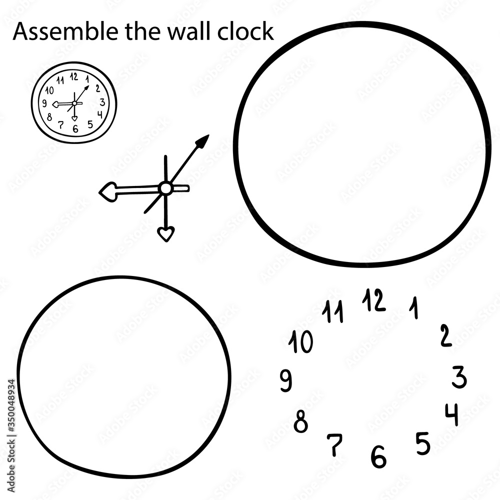 Collect the wall clock. Gameconstructor. Child development. Vector