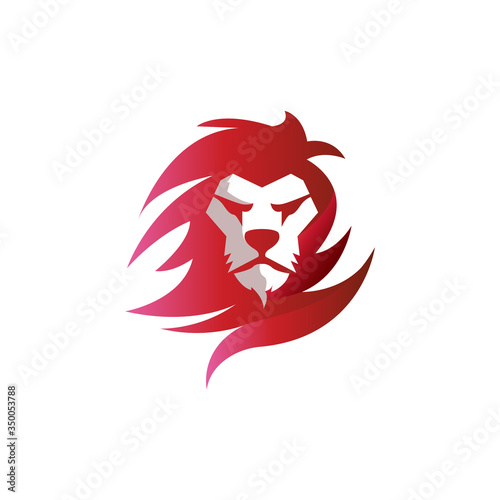 The Great Lion logo template suitable for businesses and product names. lion head red color flame logo

