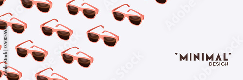 Vector Glasses 3d design object. Realistic sunglasses pattern white background.
