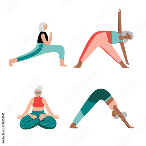 Yoga flat vector illustration. Healthy lifestyle
