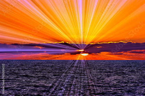 Uplifting Ocean Sunset Sun Rays