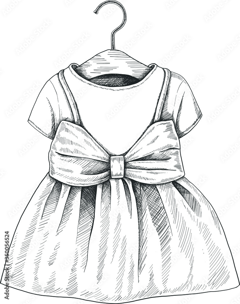 Baby girls dress design technical Flat sketch vector illustration template  12253754 Vector Art at Vecteezy
