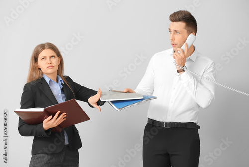 Male secretary and his busy...