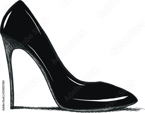 Vector hand drawing modern fashion high heels shoes sketch for banner advertising or promo, template for ad, online shopping or sales, clip art.