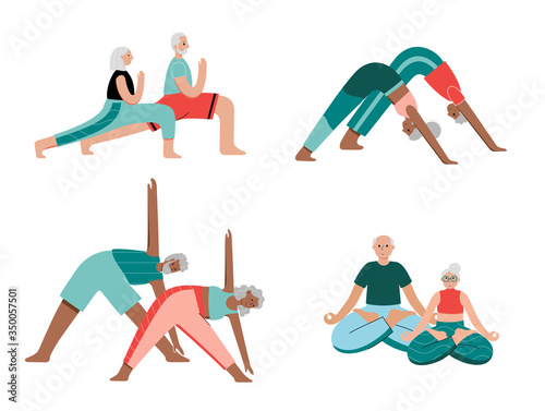 Yoga flat vector illustration. Healthy lifestyle