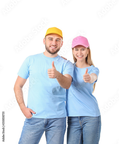 Young couple in stylish cap...