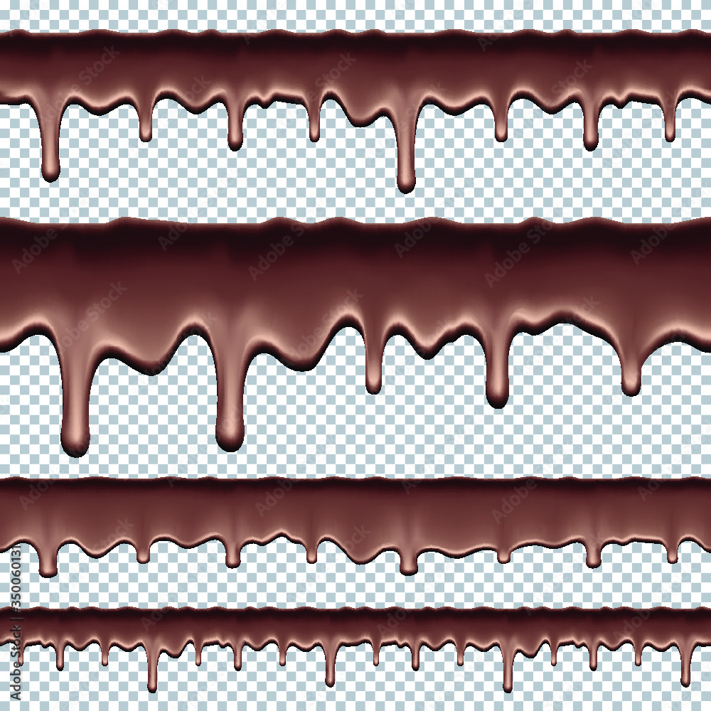 Seamless pattern. 3d realistic vector drips of cream. Dark milk chocolate. Seamless pattern. 3d realistic vector drips of cream. Dark milk chocolate.