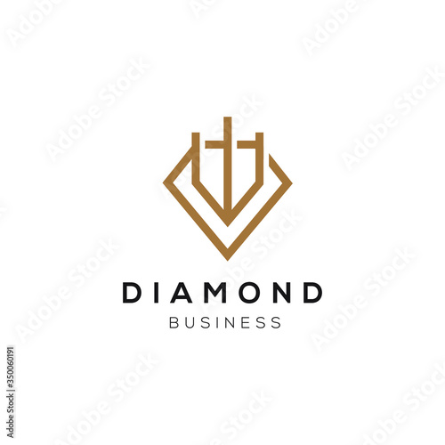 diamond symbol with business chart finacial logo vector design