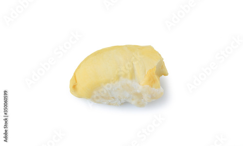 Peeled durian fruit isolated on white background. King of fruits in south east asia, thailand