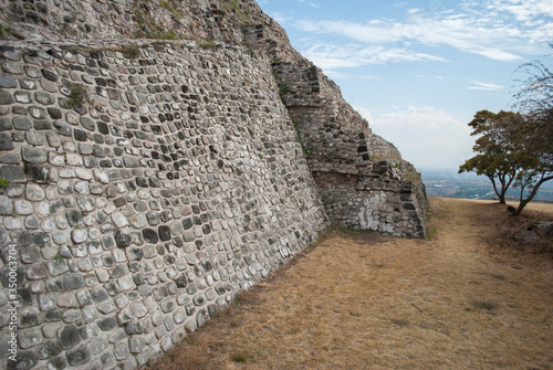 Close up of a Mexican pyramid of xochicalco ruins, Mexican archeological site photo