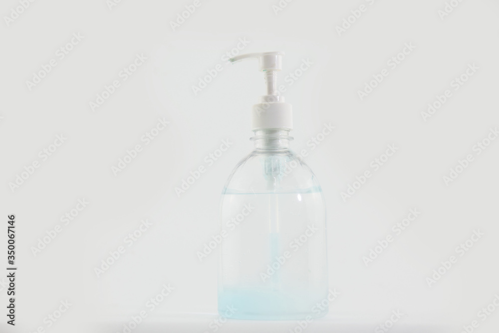 Alcohol-resistant handwashing bottle of Covid 19 on a white background Alcohol-resistant handwashing bottle of Covid 19 on a white background