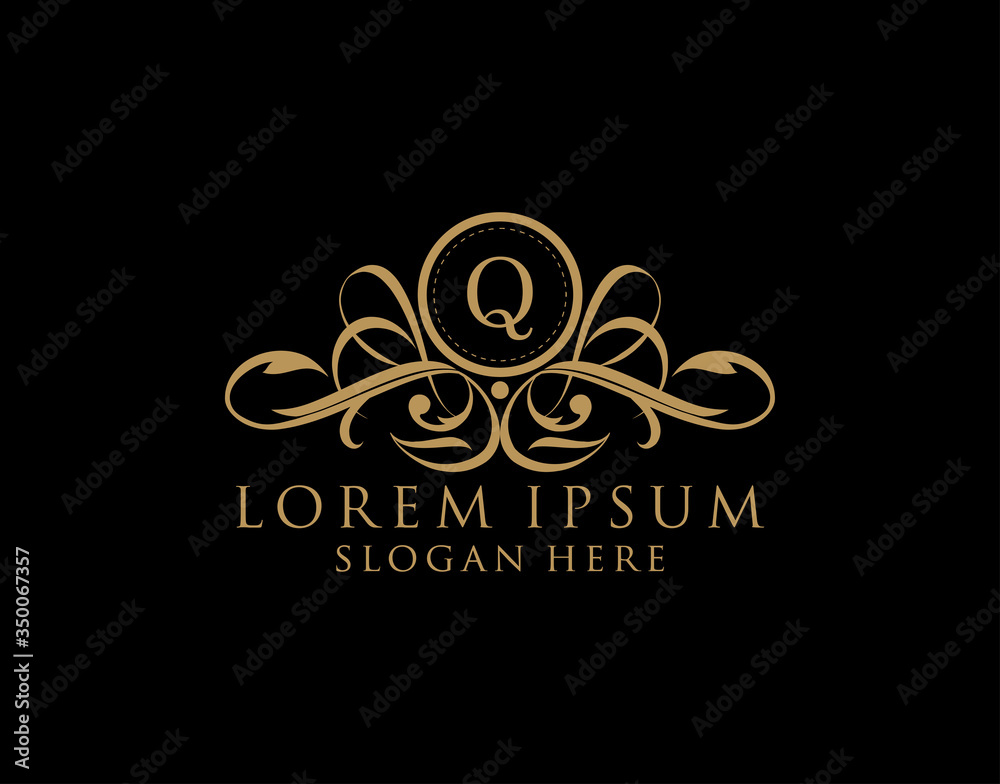 Luxury Q Letter Logo, Flourishes calligraphic monogram emblem template for Restaurant, Boutique,Wedding, Hotel, Photography, Fashion and Label. Luxury Q Letter Logo, Flourishes calligraphic monogram emblem template for Restaurant, Boutique,Wedding, Hotel, Photography, Fashion and Label.